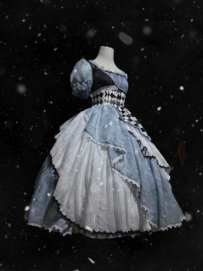 Asymmetrisches Karokleid „Alice im Wunderland“