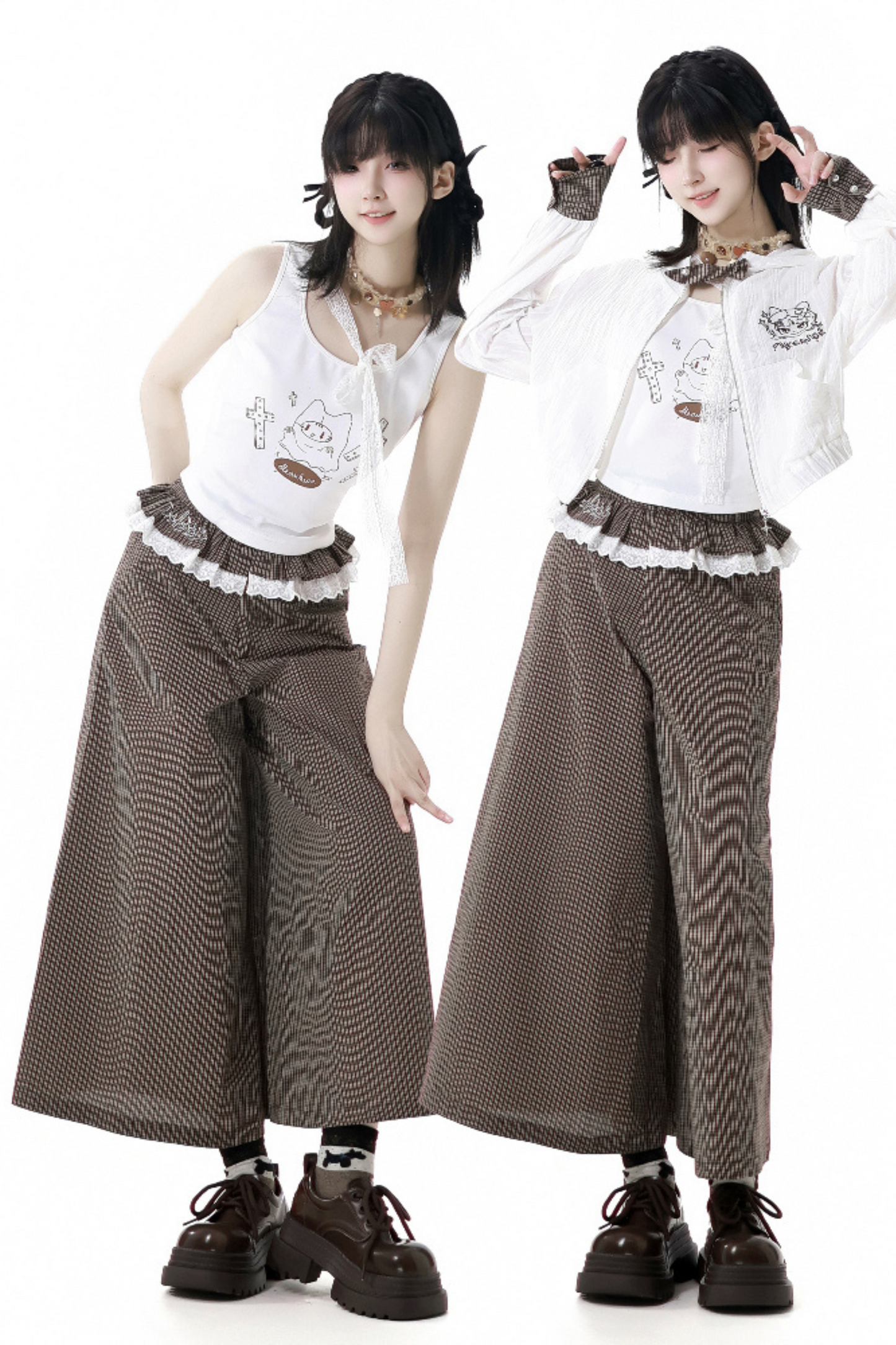 Hoodie Pants Wide Sleeveless Top +