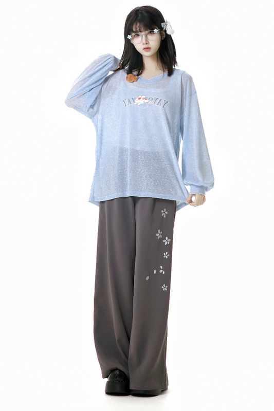 wide pants Loose light top +