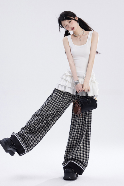 Leg Check and Black Pants White Wide