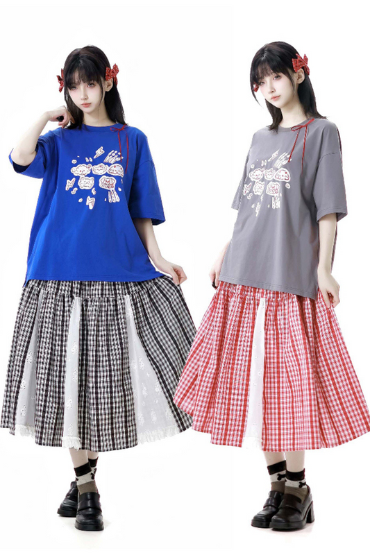 Skirt + Graffiti T-shirt Big Check Swing