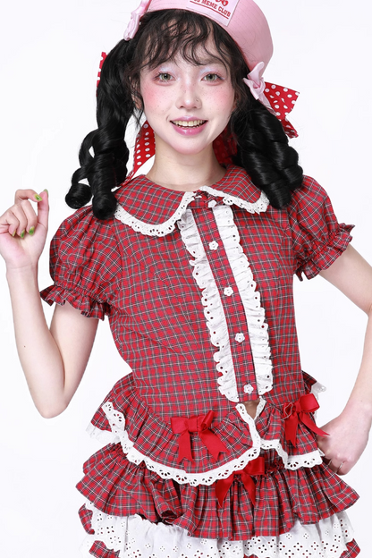 Retro Top Sleeve Check Puff