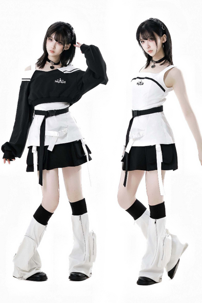 + camisole leg skirt Mode warmers cyber top