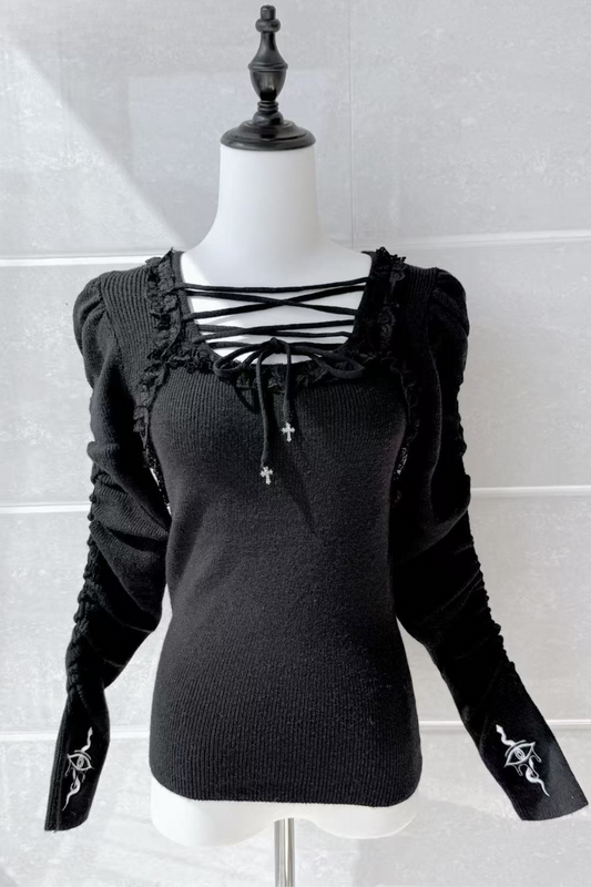dark lace-up tops Mine design