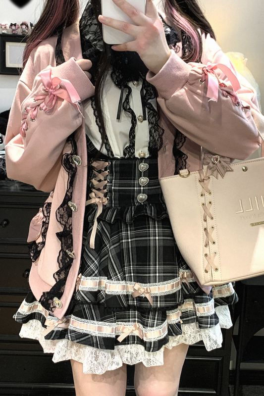 Lace Bow Cardigan Loose Ribbon