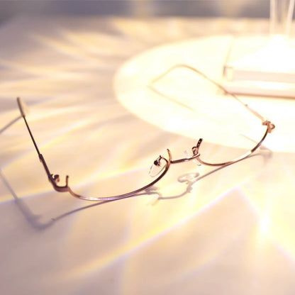 Cyberpunk Rose Gold Semi-rimless Y2K Lensless Eyeglasses