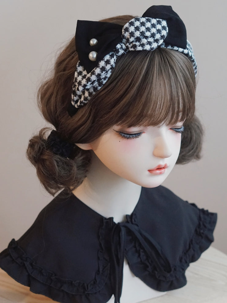 Bow Big KC Black Decorated Beaded And White