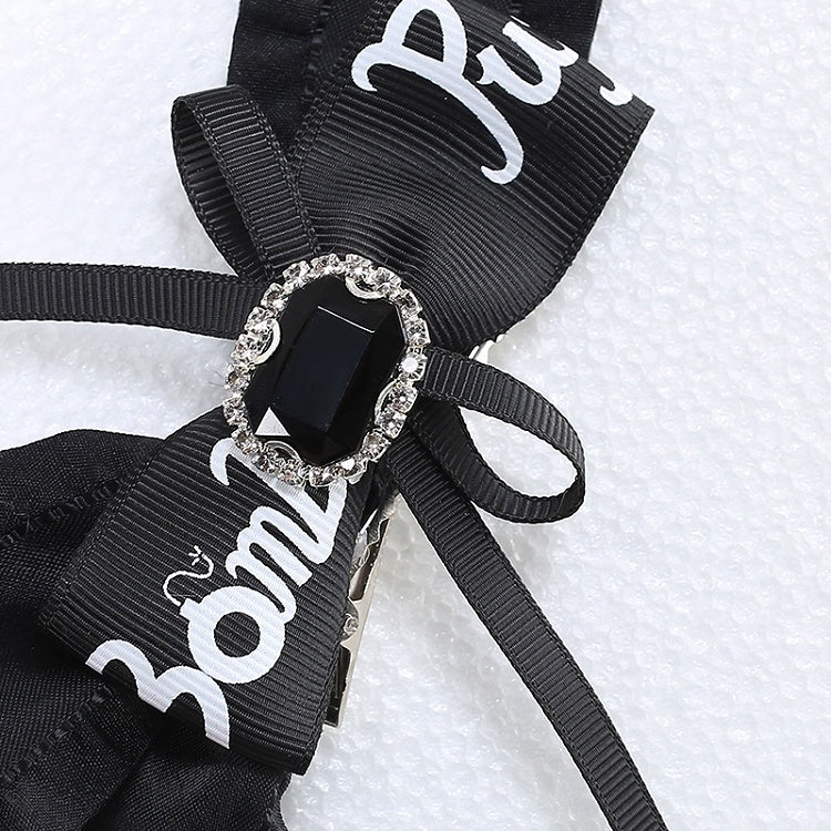 Hairclips Black Jirai Kei Rhinestones Adorned Bowknot