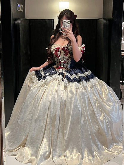 Snow White Lace-up Corset Waist Princess Dress Floor Length Ball Gown