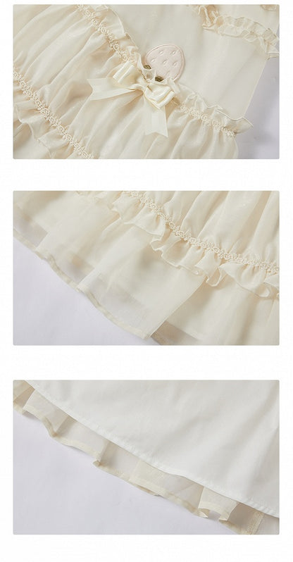Robe Lolita en deux pièces avec nœud beige et volants