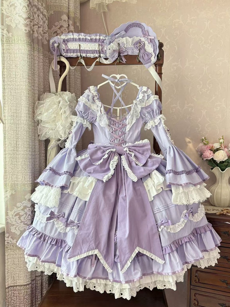 Grandes tailles disponibles - Superbe robe en coton Lolita de princesse à l'ancienne violette