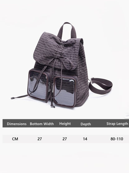 Bag With Charming Bow Drawstring Chic Brown Mini Double-Layer Ita
