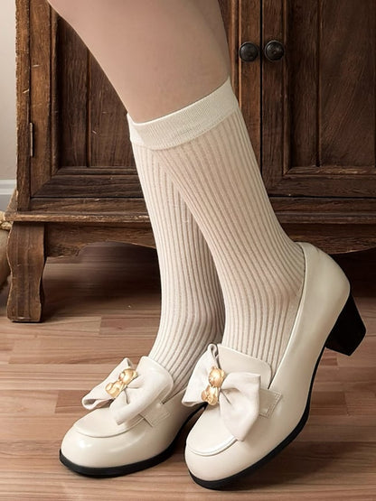 Top Loafers Schleife bei Beige Verzierter Bär