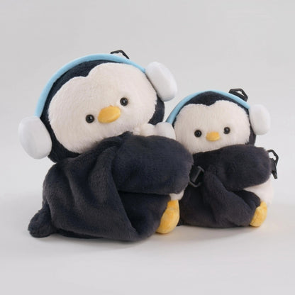 Cute Penguin Black Plush Backpack/Crossbody