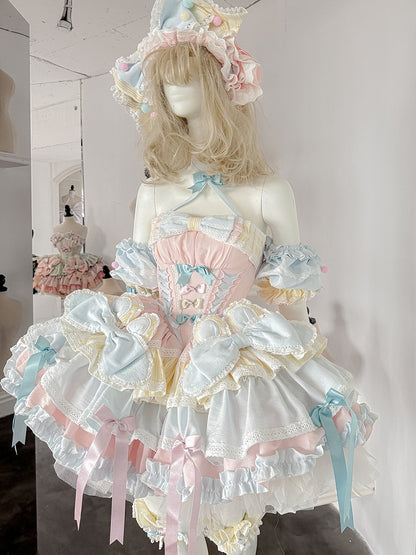 Robe rose et bleue Sweet Princess à volants bouffants et à volants superposés