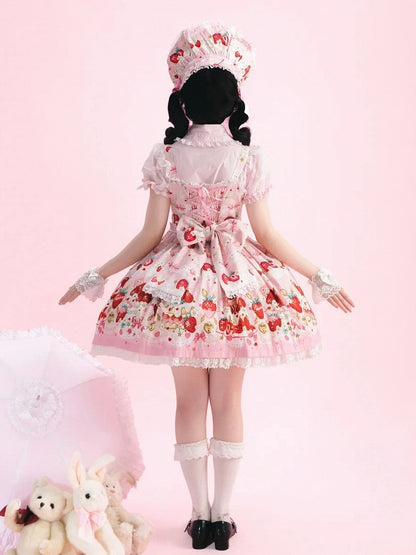 Cake Strawberry Jumper Sweet Skirt Print Pink Lolita