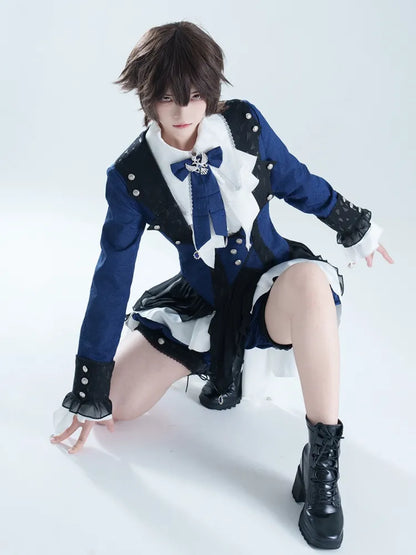 Ouji Blue Spider Dark Web Fabric Gothic Lolita Prince Shorts