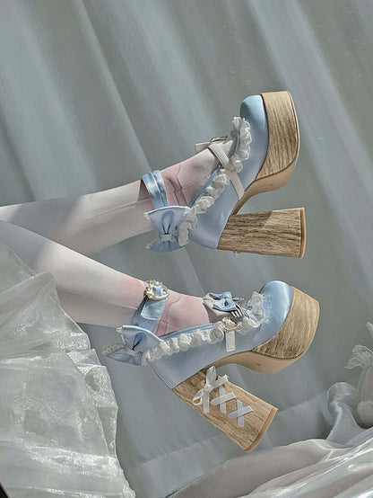 Alice im Wunderland Vibes Alice Blue Sweet Lolita Plateau Mary Janes