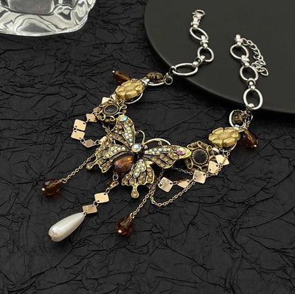 Butterfly Baroque Necklace Bronze Choker