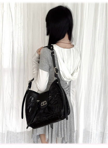Grey Cartoon Top/Asymmetrical Two-pieces Hooded Hem Skirt Girl Print Faux