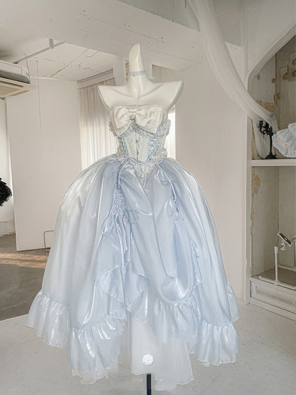 Blue Long Drawstring Under Skirt