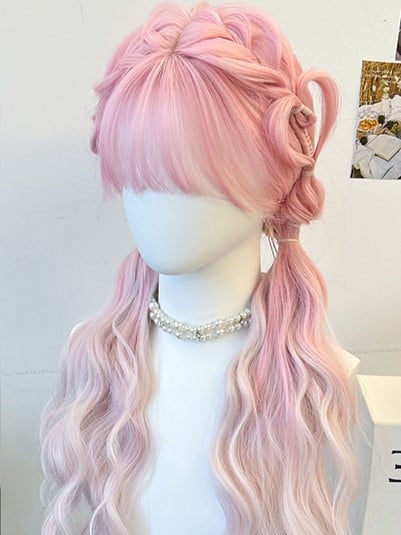 Wig Bangs Pink With Synthetic Air Braided