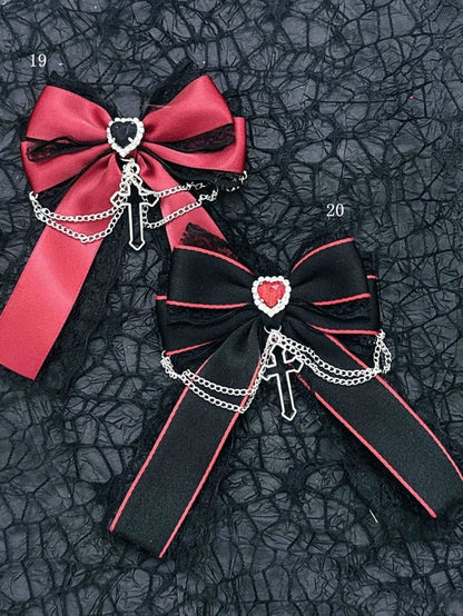 Black Red Halloween Jirai Kei Bowknot Hairclips