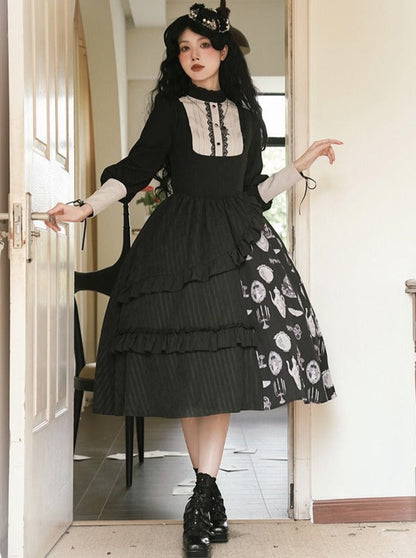 Suspender Skirt + Elegant Puzi Blouse Print Design Original With Kula