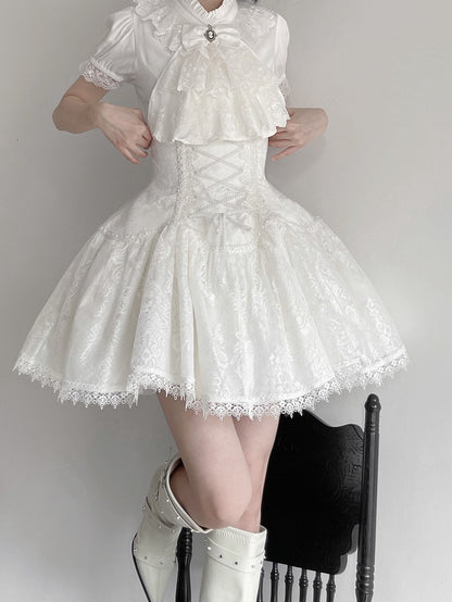 Waist High Short Version Lolita Gothic Skirt White Under Super Bust