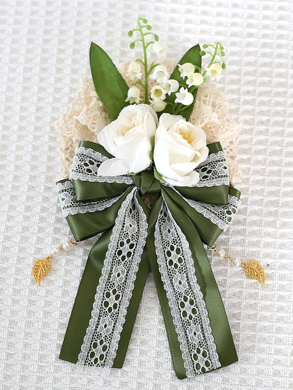 Charms Lace Valley Bowknot Lilie mit Vintage Haarspange des Blattes