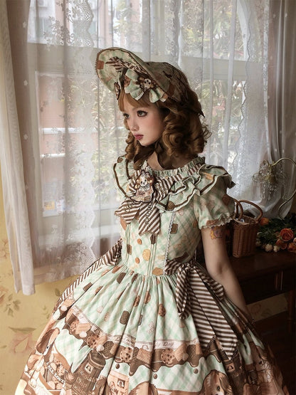 Puppy and Biscuit Green Sweet Lolita Short Sleeves Dress