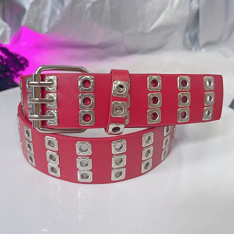 PU Belt Black/Red/White Punk Waist Rock