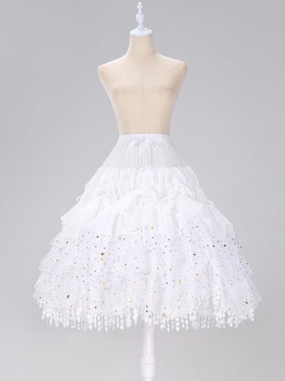 Length Fish-bone Glittering Stars Gorgeous White/Beige/Black Adjustable Petticoat