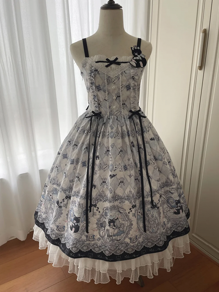 Alice und Kitty Bunny Pullover Themenrock Lolita Print im Wunderland