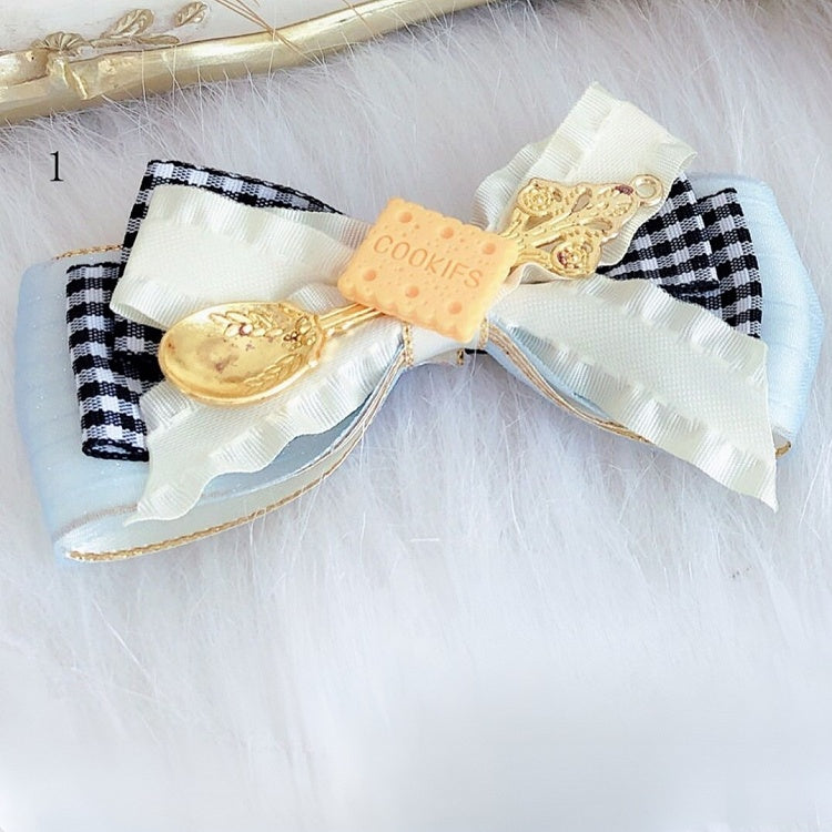 2 Alice Haarspangen in Vibes Plaid Optionen Wunderland Muster Bowknot