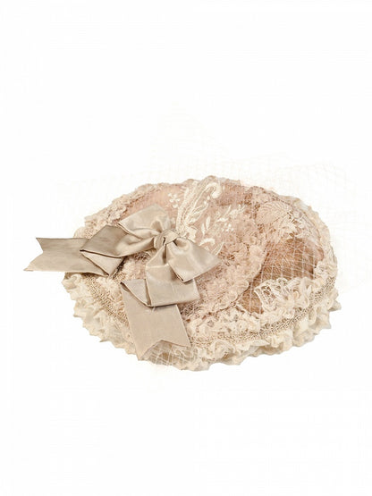 Mini Accent Bow Flat Apricot Vintage Hat