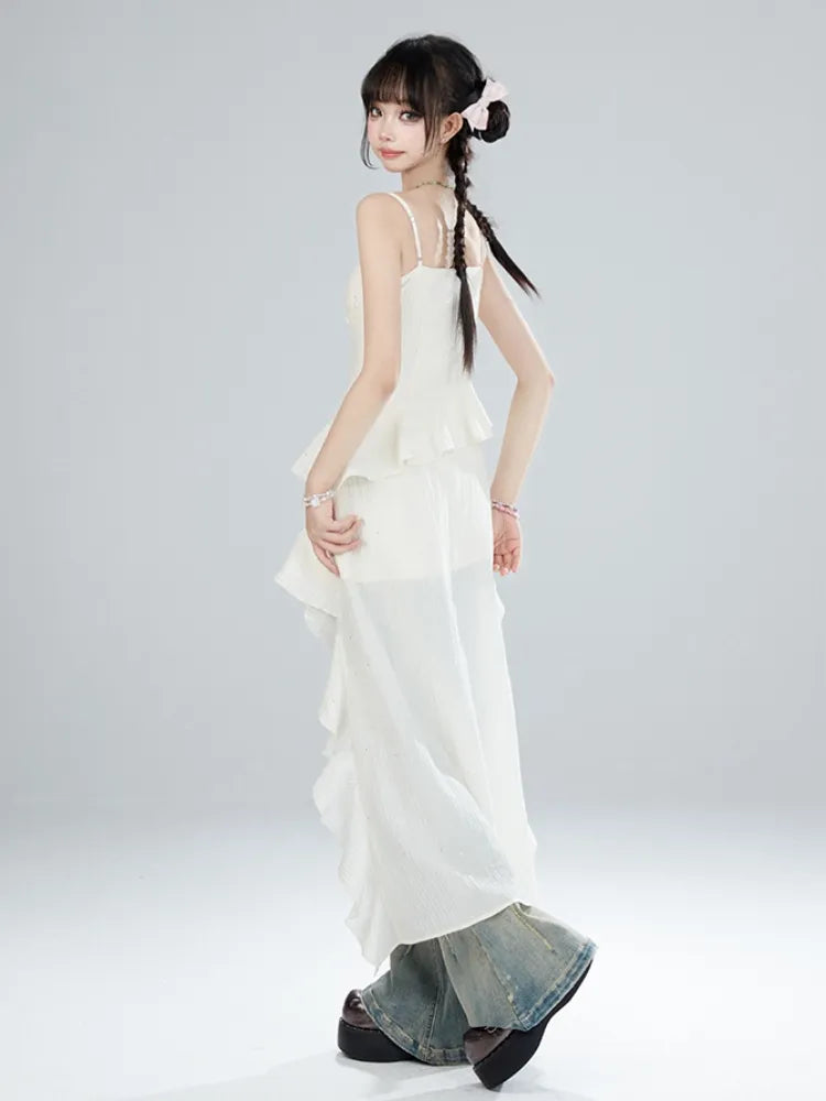 Skirt Apricot Dress Holiday Summer High-low