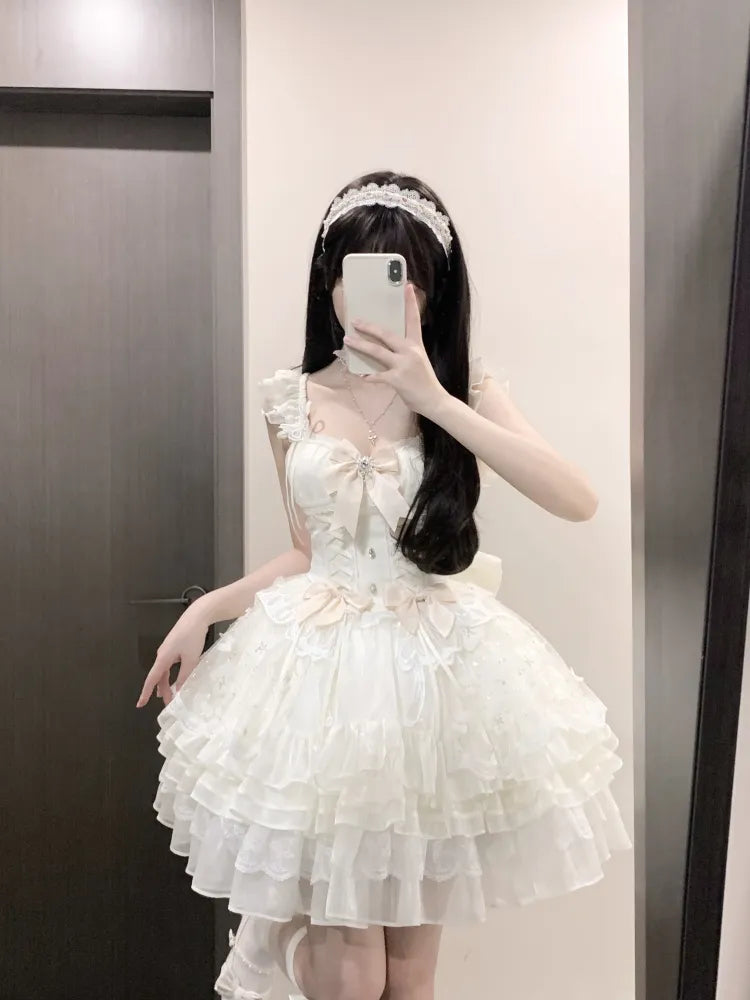 Beige Details 92CM Princess Clearance-Size Jumper Lace-up Dress for Full Skirt Set Sequins Bust XL Butterfly