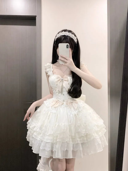Beige Details 92CM Princess Clearance-Size Jumper Lace-up Dress for Full Skirt Set Sequins Bust XL Butterfly