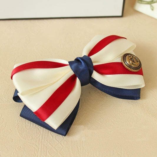 Sea Anchor Decorated Navy Bow Hairclip