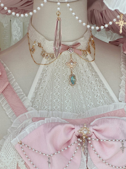 Robe Lolita taille haute rose et bleue, ensemble complet avec jupe et pull