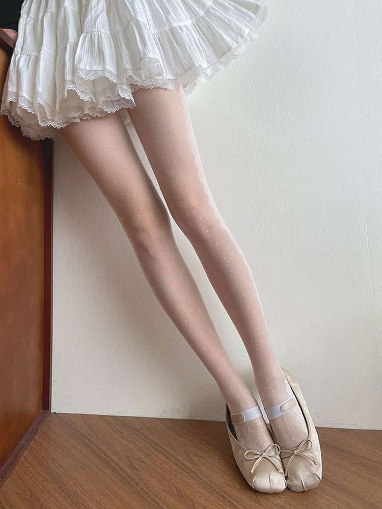 Pattern Tights Lolita White Polka-dot