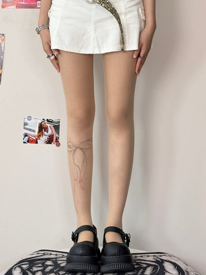Nude Bowknot Tights Bittersweet Print