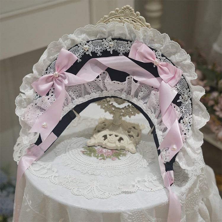 Old School Black / Pink Lolita Bonnet Green