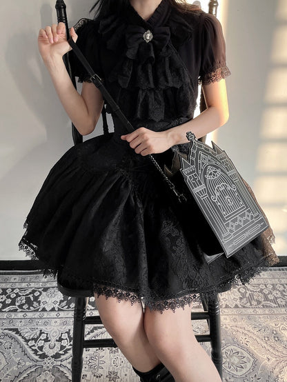 Waist Super High Under Skirt Short Lolita Version Bust Gothic Black