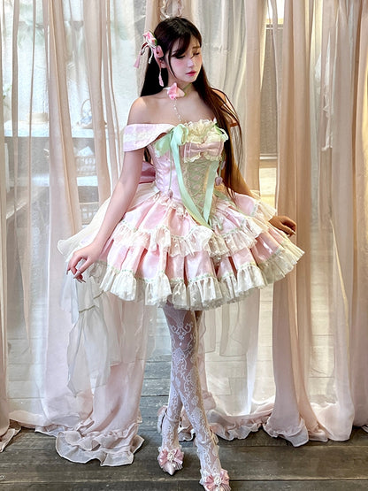 Fairy and Corset Green Dress Pink Theme Kei Tulip