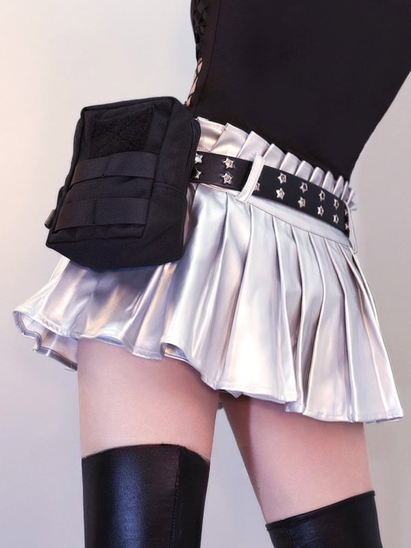 Black Cyberpunk Waist Belt with Waist Bag