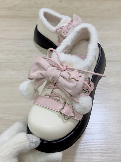 Accents Winter Star Fleece-Lined Sweet Beige Pink - Platforms