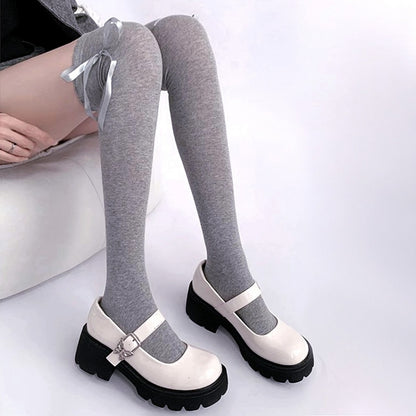 Black / White / Gray / Brown Sweet Self-tie Bowknot JK Stockings