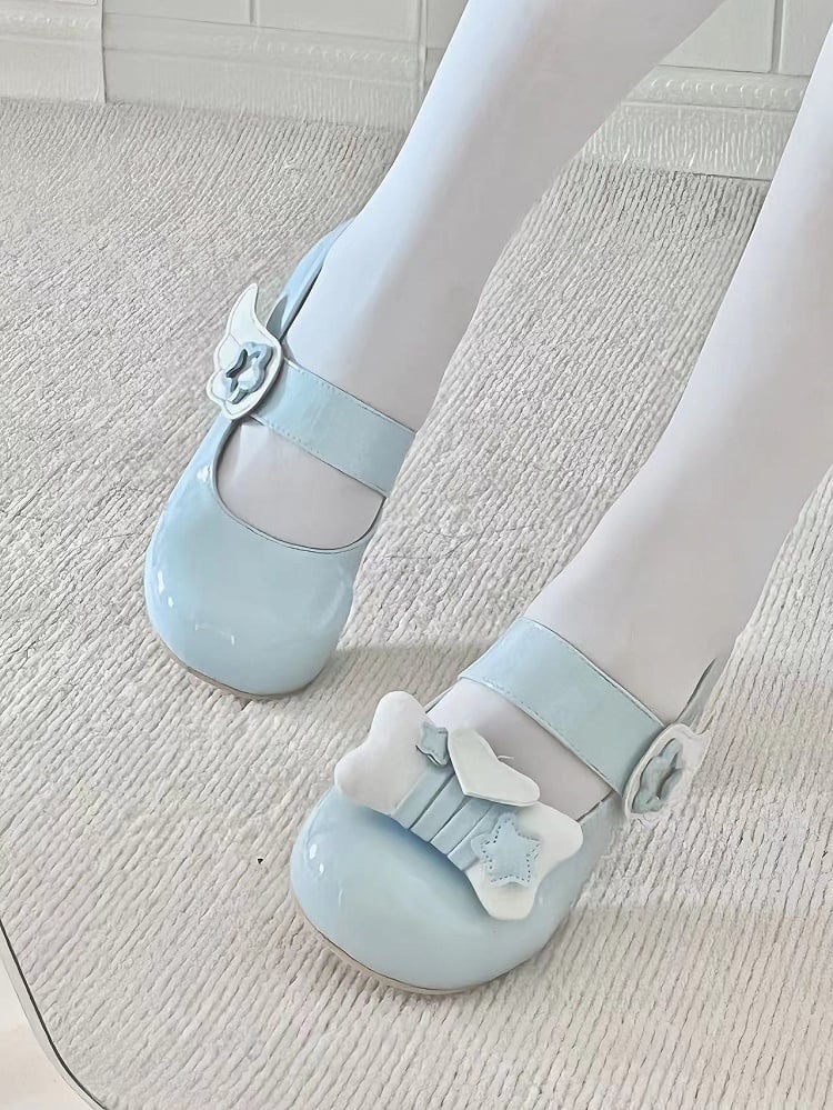 Tenshi Kaiwai Light Blue Lolita Star Wing Mary Jane Shoes